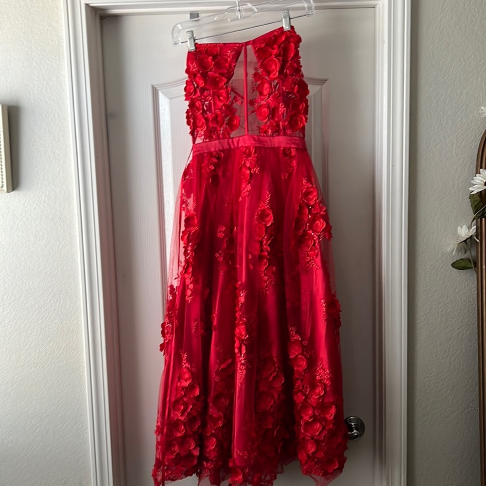 ALAMOUR  Dakota Red MIDI prom and formal women dress